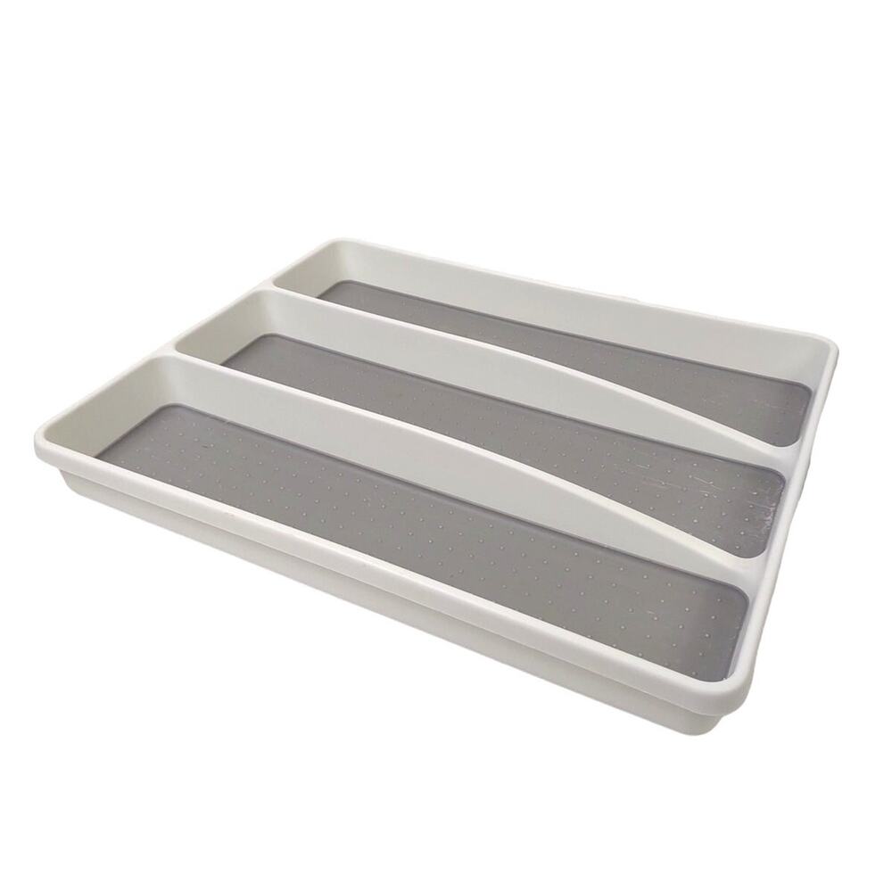 Madesmart Soft Grip Non-Slip 3 Section Utensil Tray Kitchen Drawer Organizer
